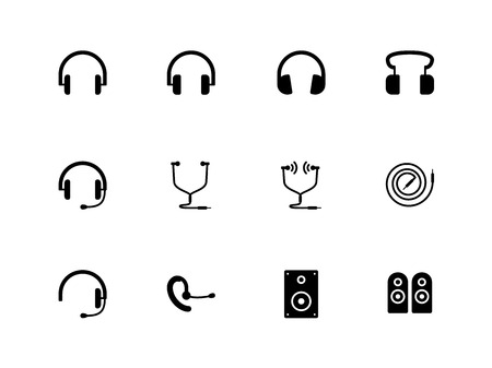 Headphones and speakers icons illustration.のイラスト素材