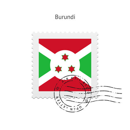 Burundi Flag Postage Stamp on white illustration.のイラスト素材