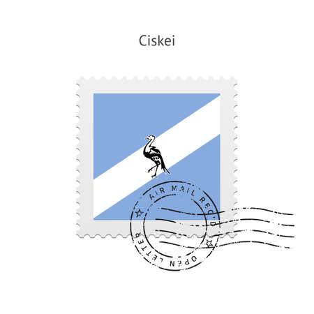 Ciskei Flag Postage Stamp on white illustration.のイラスト素材