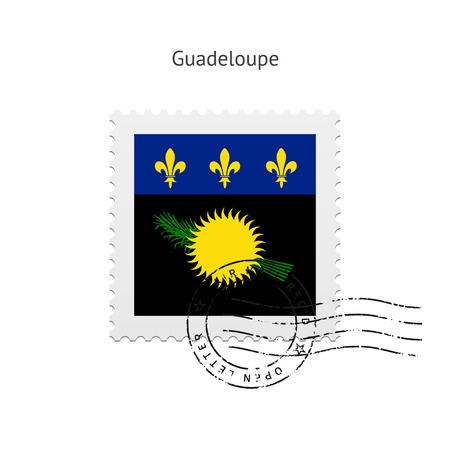 Guadeloupe Flag Postage Stamp on white illustration.のイラスト素材