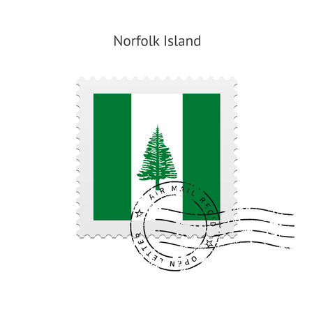 Norfolk Island Flag Postage Stamp on white illustration.のイラスト素材