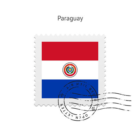 Paraguay Flag Postage Stamp on white illustration.のイラスト素材