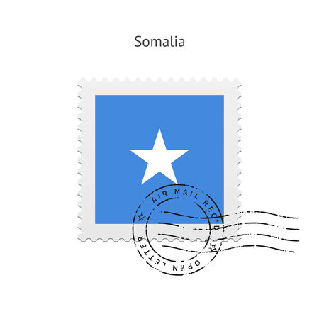 Somalia Flag Postage Stamp on white illustration.のイラスト素材