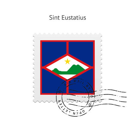 Sint Eustatius Flag Postage Stamp on white illustration.のイラスト素材