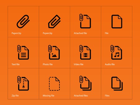 File Clip icons on orange background. Vector illustration.のイラスト素材