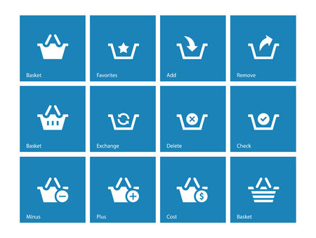 Shopping Basket icons on blue background. Vector illustration.のイラスト素材