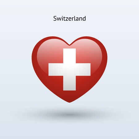 Love Switzerland symbol. Heart flag icon. Vector illustration.のイラスト素材