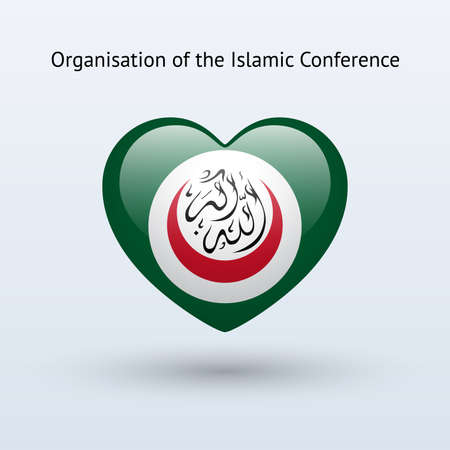 Love Organisation of Islamic Conference symbol. Heart flag icon. Vector illustration.のイラスト素材