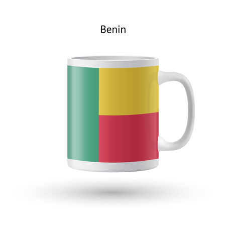Benin flag souvenir mug isolated on white background. Vector illustration.のイラスト素材