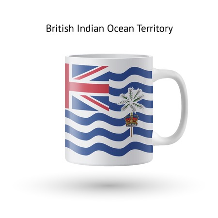 British Indian Ocean Territory flag souvenir mug isolated on white background. Vector illustration.のイラスト素材
