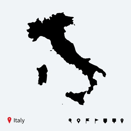High detailed vector map of Italy with navigation pins のイラスト素材
