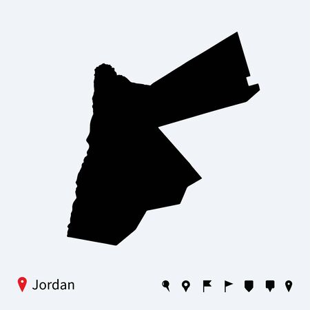 High detailed vector map of Jordan with navigation pins のイラスト素材