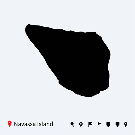 High detailed vector map of Navassa Island with navigation pins のイラスト素材