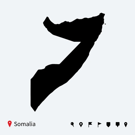 High detailed vector map of Somalia with navigation pins のイラスト素材