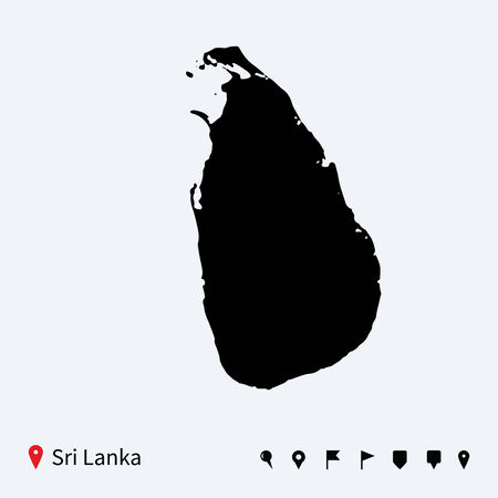 High detailed vector map of Sri Lanka with navigation pins のイラスト素材