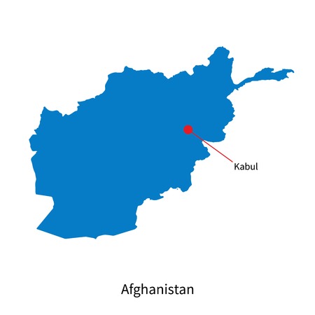 Detailed vector map of Afghanistan and capital city Kabulのイラスト素材