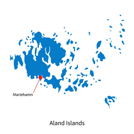 Detailed vector map of Aland Islands and capital city Mariehamnのイラスト素材