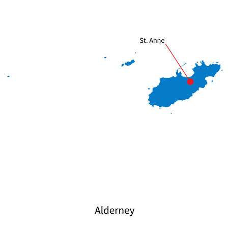 Detailed vector map of Alderney and capital city St. Anneのイラスト素材