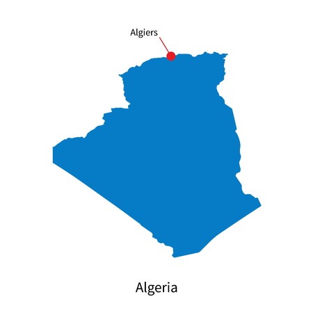 Detailed vector map of Algeria and capital city Algiersのイラスト素材