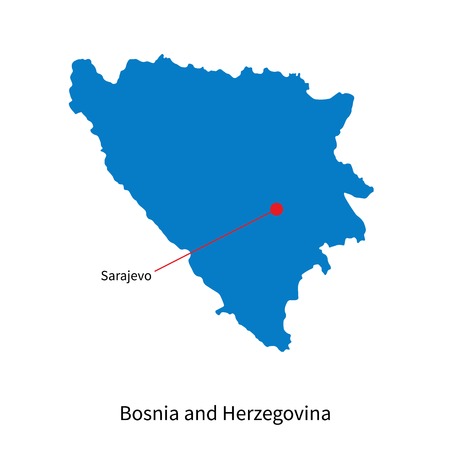 Detailed vector map of Bosnia and Herzegovina and capital city Sarajevoのイラスト素材