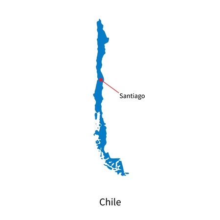 Detailed vector map of Chile and capital city Santiagoのイラスト素材