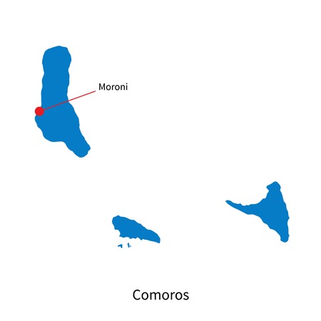 Detailed vector map of Comoros and capital city Moroniのイラスト素材