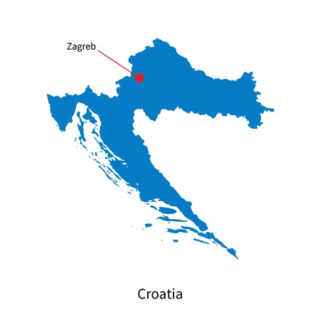 Detailed vector map of Croatia and capital city Zagrebのイラスト素材