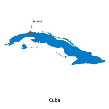 Detailed vector map of Cuba and capital city Havanaのイラスト素材