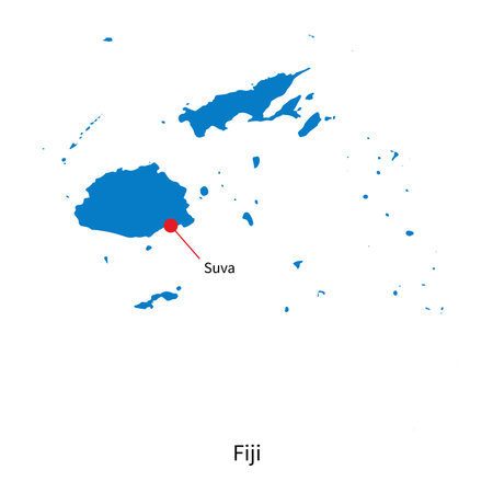 Detailed map of Fiji and capital city Suvaのイラスト素材