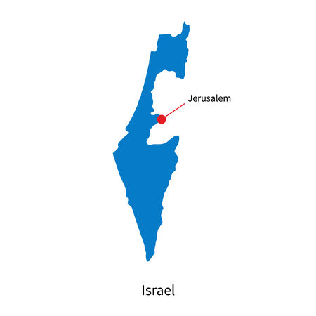 Detailed map of Israel and capital city Jerusalemのイラスト素材