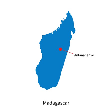 Detailed map of Madagascar and capital city Antananarivoのイラスト素材