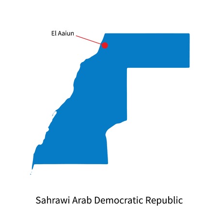 Detailed map of Sahrawi Arab Democratic Republic and capital city El Aaiunのイラスト素材