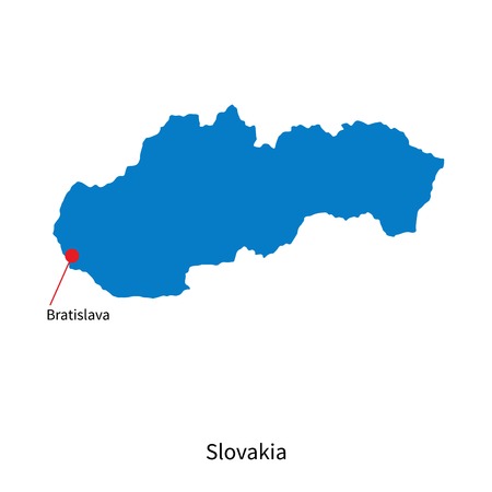 Detailed map of Slovakia and capital city Bratislavaのイラスト素材