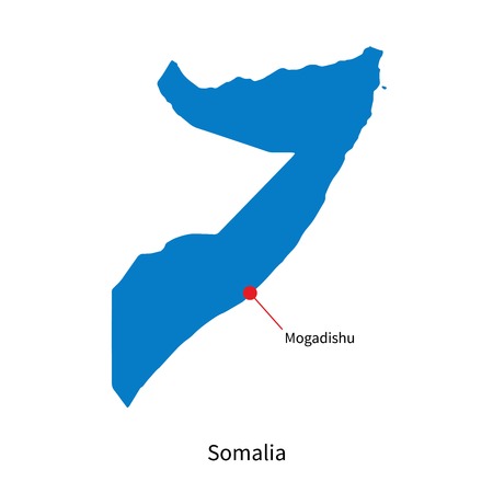 Detailed map of Somalia and capital city Mogadishuのイラスト素材