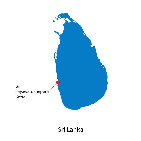 Detailed map of Sri Lanka and capital city Sri Jayawardenepura Kotteのイラスト素材