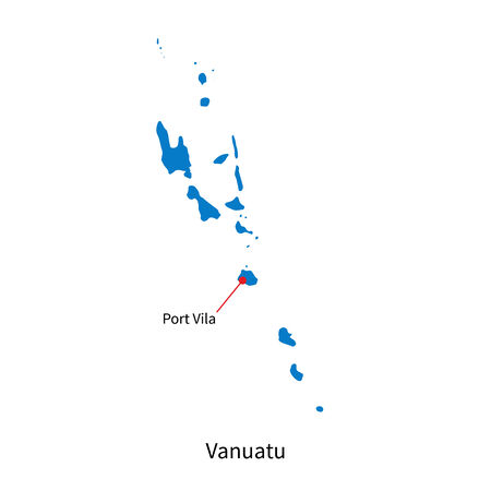 Detailed map of Vanuatu and capital city Port Vilaのイラスト素材