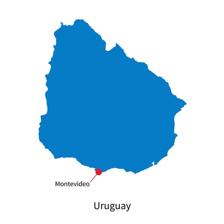 Detailed map of Uruguay and capital city Montevideoのイラスト素材