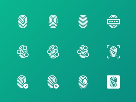 Finger authorization icons on green background.のイラスト素材