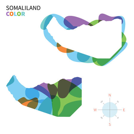 Abstract vector color map of Somaliland with transparent paint effect.のイラスト素材