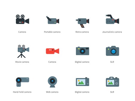 Camera color icons on white background.のイラスト素材