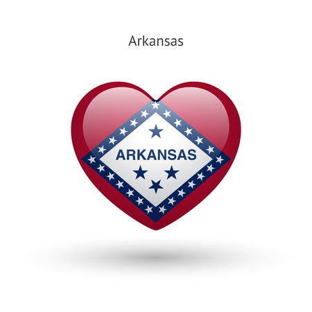 Love Arkansas state symbol. Heart flag icon.のイラスト素材
