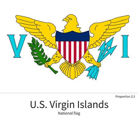 National flag of US Virgin Islands with correct proportions, element, colors for education books and official documentationのイラスト素材