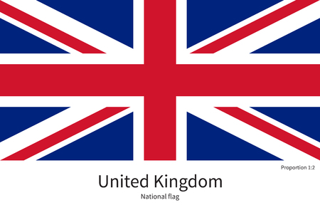 National flag of United Kingdom with correct proportions, element, colors for education books and official documentationのイラスト素材