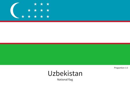 National flag of Uzbekistan with correct proportions, element, colors for education books and official documentationのイラスト素材