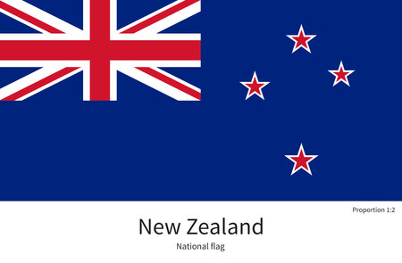National flag of New Zealand with correct proportions, element, colors for education books and official documentationのイラスト素材