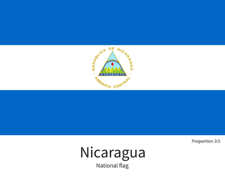 National flag of Nicaragua with correct proportions, element, colors for education books and official documentationのイラスト素材