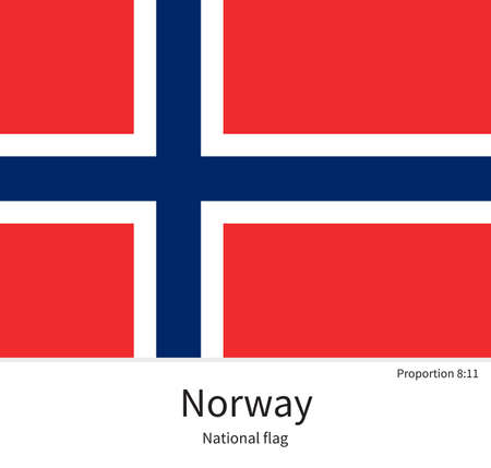 National flag of Norway with correct proportions, element, colors for education books and official documentationのイラスト素材
