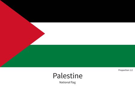 National flag of Palestine with correct proportions, element, colors for education books and official documentationのイラスト素材