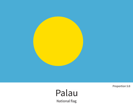National flag of Palau with correct proportions, element, colors for education books and official documentationのイラスト素材