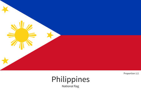 National flag of Philippines with correct proportions, element, colors for education books and official documentationのイラスト素材